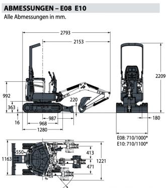 Minibagger Bobcat E10 – 1,2t