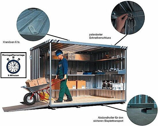 Lager- Materialcontainer 3 x 2 m von BOS mieten