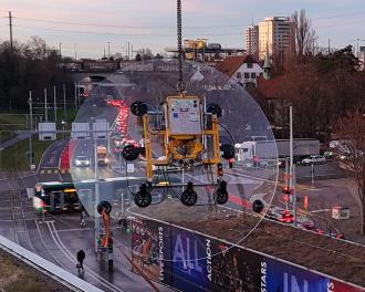 Vakuum-Sauganlage für sphärisch gebogene Scheiben, bis 1000 kg Traglast - VSG 1000 KR SP-35