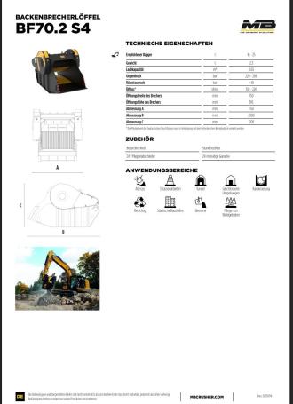 MB BF70 Brecherlöffel | Backenbrecherlöffel | 16-25t Bagger