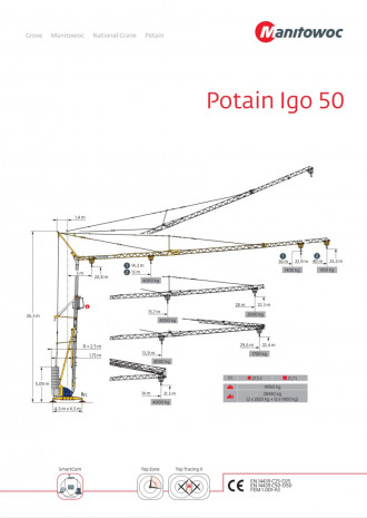 Turmdrehkran POTAIN Manitowoc Unterdreher IGO 50 
