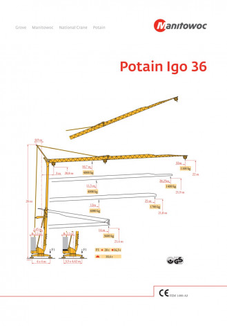 Turmdrehkran POTAIN Manitowoc Unterdreher IGO 36 