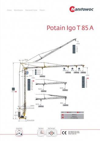 Turmdrehkran POTAIN Manitowoc Unterdreher IGO T 85 A 