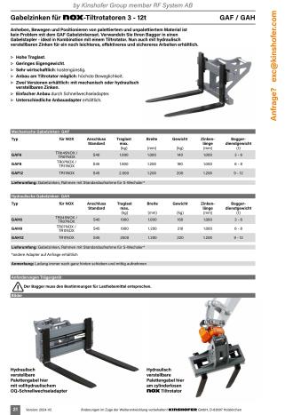 Kinshofer Palettengabel GAF12 mit S45 Aufnahme | kompatibel OQ45