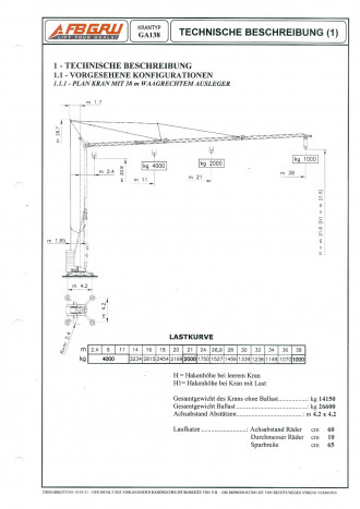 Turmdrehkran FB Gru GA 138 (38 Meter)