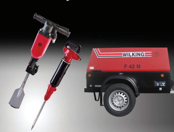 Bau-Kompressor für Abbrucharbeiten Wilking F42N mieten