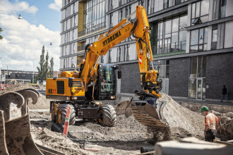 Mobilbagger Hydrema MX 17 Verstellausleger & Schild Saarbrücken