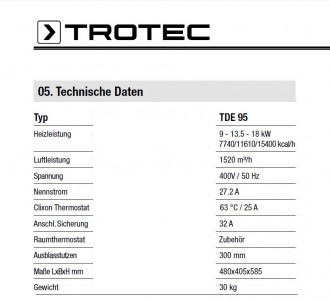 Elektroheizer Trotec TDE95