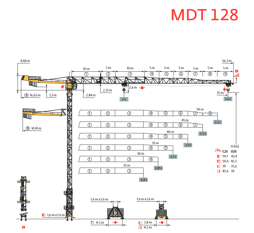 Potain MDT 128 - Turmdrehkran / Obendreher mieten