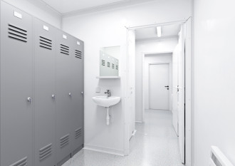 WC-/Dusch-Container Schwarz-Weiß Schleusencontainer Sanitärcontainer