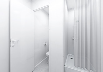 WC-/Dusch-Container Schwarz-Weiß Schleusencontainer Sanitärcontainer