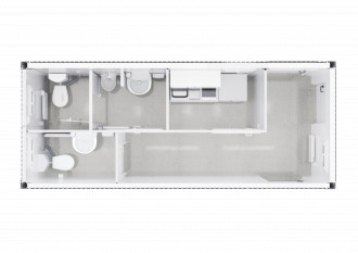 Sanitärcontainer WC-Container D/H mit Flur/Miniküche