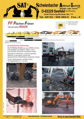 Frezarka z osprzętem Koparka FF 1/3 Beton Skała Asfalt