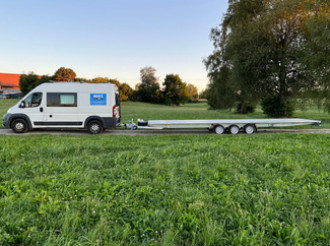 Tridem Autotransport Anhänger Gesamtgewicht 3500 kg Nutzlast 2500 kg Maße 8,50 x 2,10m Sigmaringen