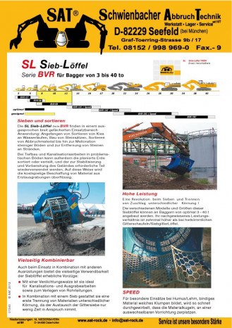 Łyżka przesiewająca koparki hydraulicznej BVR 09 Trevi