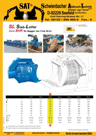 Łyżka przesiewająca koparki hydraulicznej BVR 09 Trevi