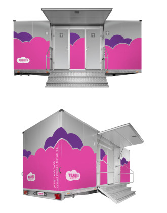 Toilettenwagen Wolke auf Rädern Premium 3x Damen & 1x Herren + Urinale Potsdam