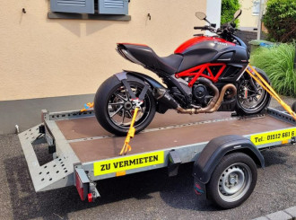 Motorradanhänger 1300kg, bis 100km/h bis 2 Motorräder Absenkanhänger 