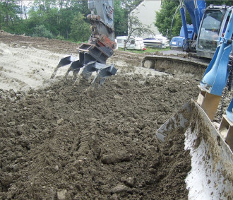Bagger Bodenmischer Mischrechen