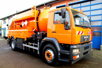  Saugwagen mieten u. Druckfahrzeug mieten LE 18.280 4x2 Müller 9m³ Kipper  ADR/GGVS +HD