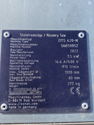 Lissmac Mauersteinsäge DTS 420 N