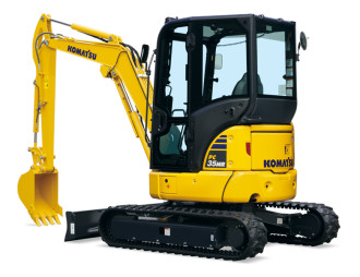 Komatsu PC 35 3,5 Tonnen Bagger MS03 Ink. Grabenräumer & Tiefenlöffel zur Tagesmiete. 