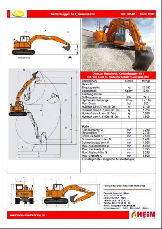 Raupenbagger Doosan DX140,  MS10 