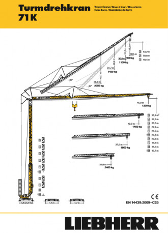 Liebherr 71 K Schnelleinsatzkran mit 6000 kg Tragkraft und 35,1 Meter Hakenhöhe