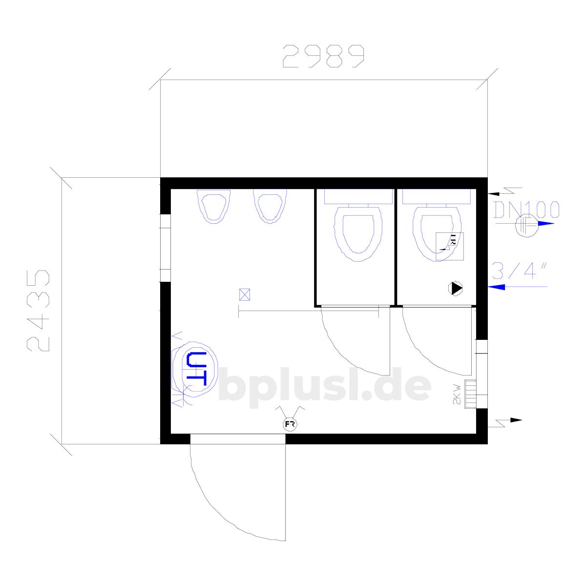 Sanitärcontainer WC-Container 3 m (SA 10ft / 4)