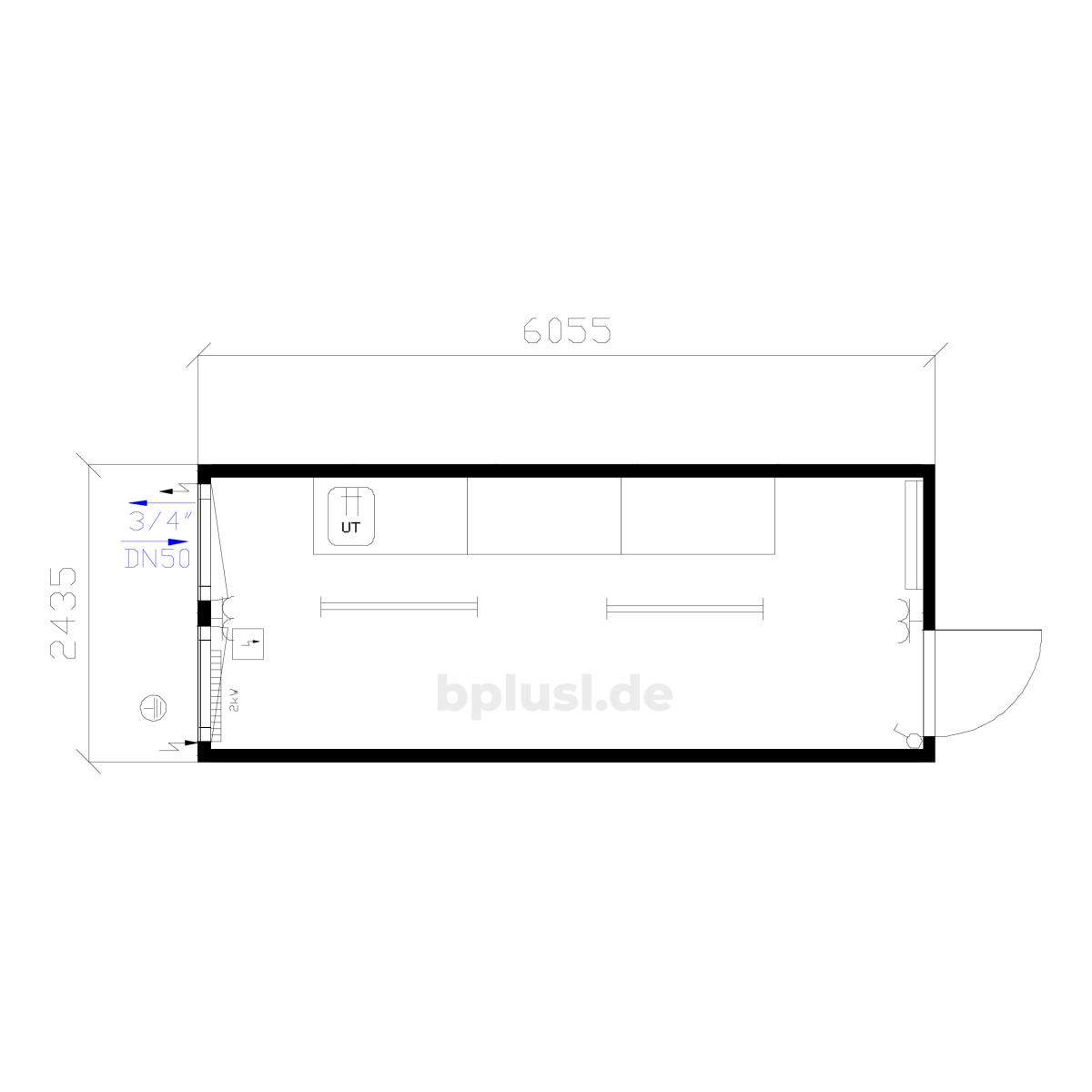 Container mit 1 Edelstahlküche (KÜ-DC20)