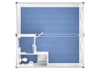 Duoanlage mit Windfang, WC und Dusche - 20 ft - 6 x 6 m Duo- & Trioanlagen