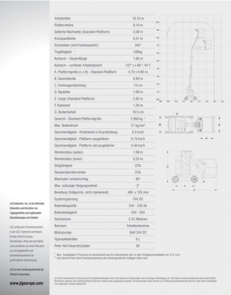 Vertikalmastbühne Toucan 10E  Arbeitshöhe 10,10 m