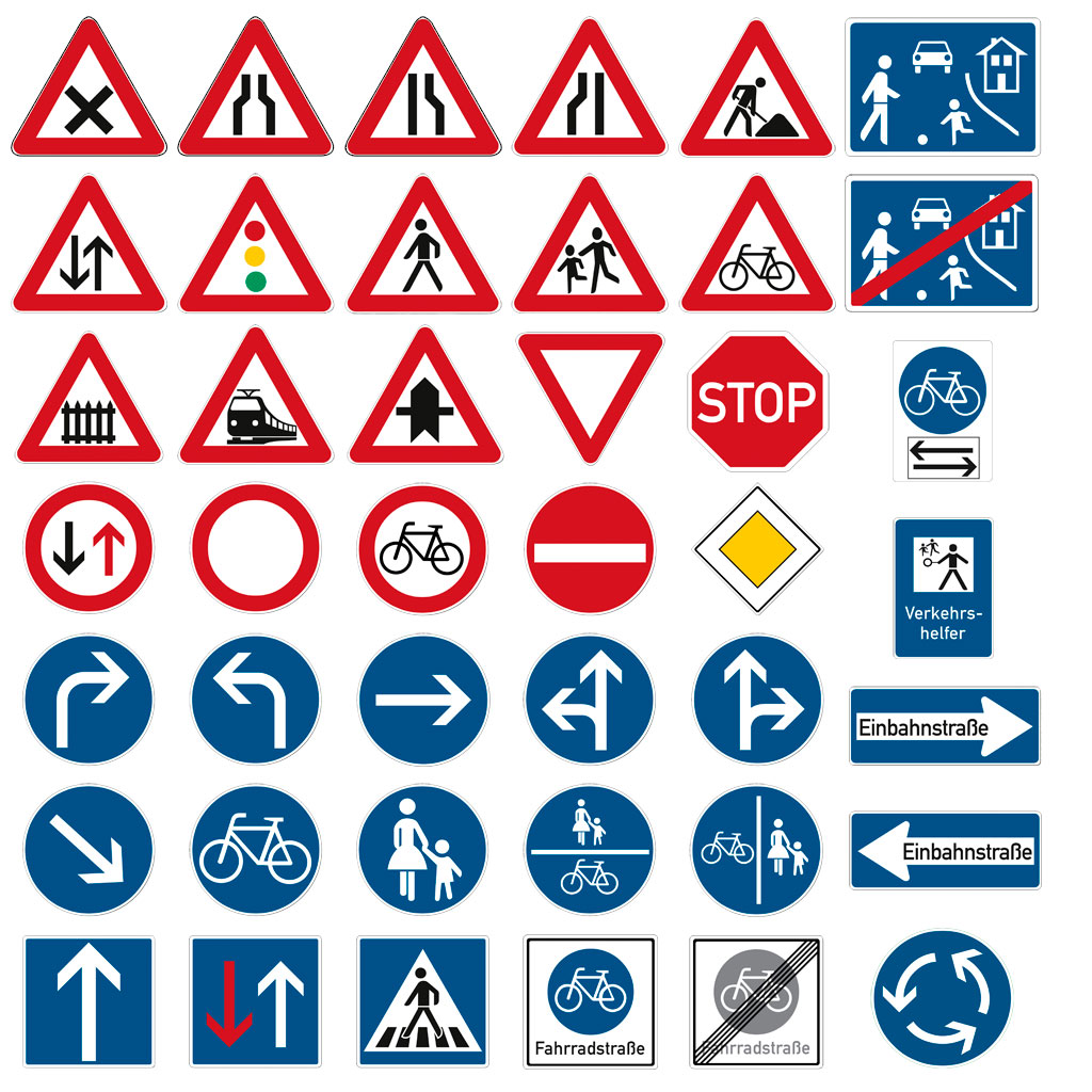 Verschiedene Verkehrsschilder mieten