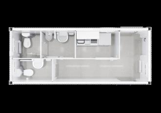 Sanitärcontainer WC-Container D/H mit Flur/Miniküche