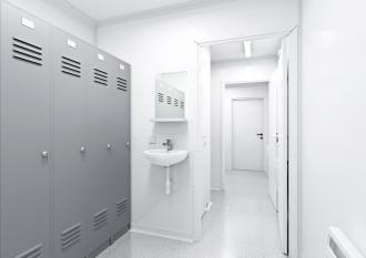 WC-/Dusch-Container Schwarz-Weiß Schleusencontainer Sanitärcontainer