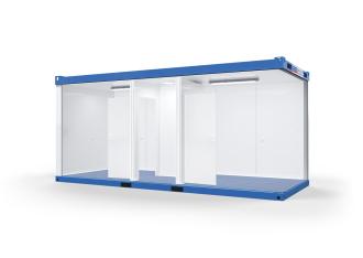 Raumcontainer raumgeteilt mit Windfang Raum- & Bürocontainer 20 ft
