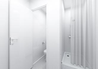 WC-/Dusch-Container Schwarz-Weiß Schleusencontainer Sanitärcontainer