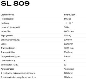Glasroboter Smartlift SL 809 Tragkraft 800 kg, max. Hubhöhe 6 m