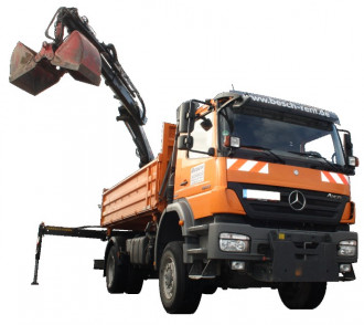 LKW-Kipper Kran 18 t NL 5.420 kg Mercedes-Benz 1833 Axor einfach mieten Tagestarif Wochentarif Monatstarif 