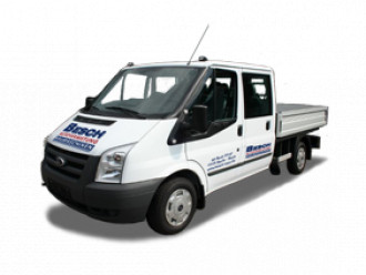 Transporter Doppelkabine Pritsche Ford Transit 350, 7-Sitzer einfach mieten Stundentarif Tagestarif Wochentarif Monatstarif 