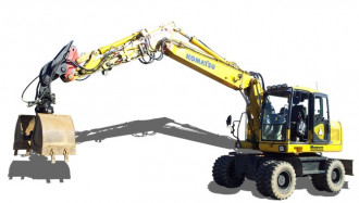 Komatsu PW 140 Mobilbagger einfach mieten Tagestarif Wochentarif Monatstarif